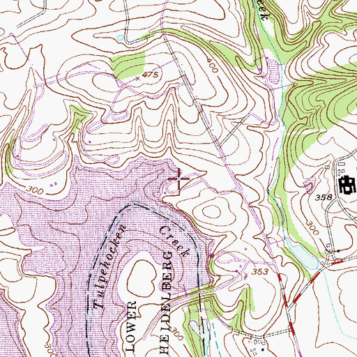 Topographic Map of Dry Brooks Boat Launch, PA