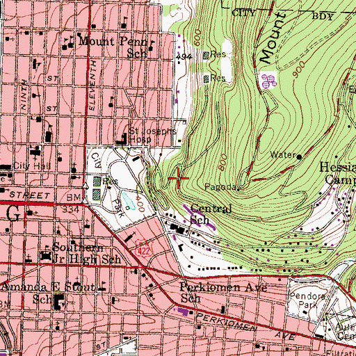 Topographic Map of Duryea Drive, PA