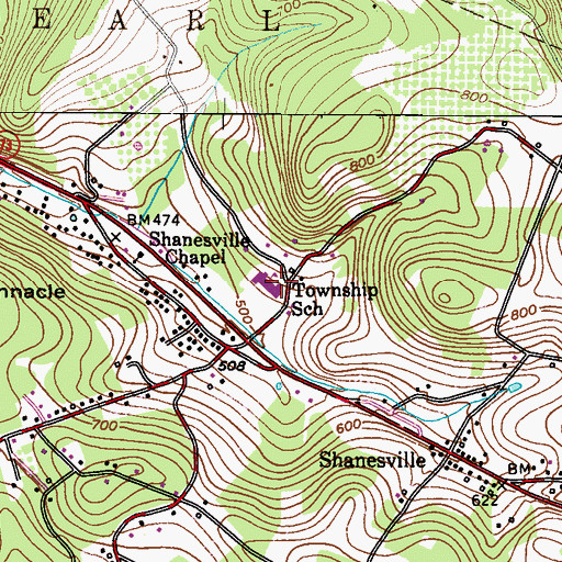 Topographic Map of Earl Elementary School, PA