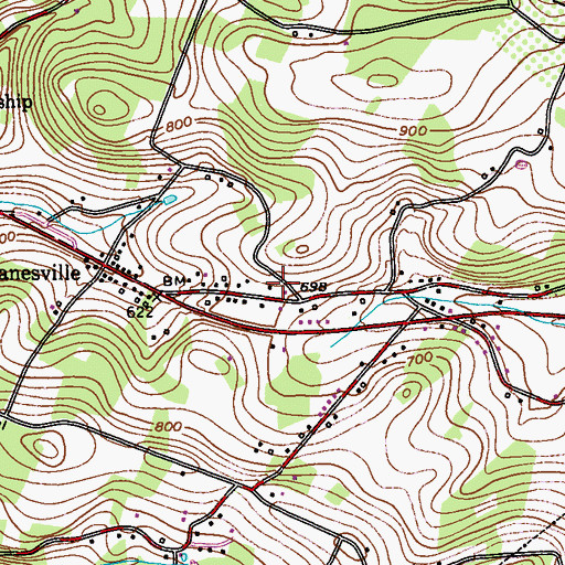 Topographic Map of Earl Township Volunteer Fire Company 1 Station 19, PA