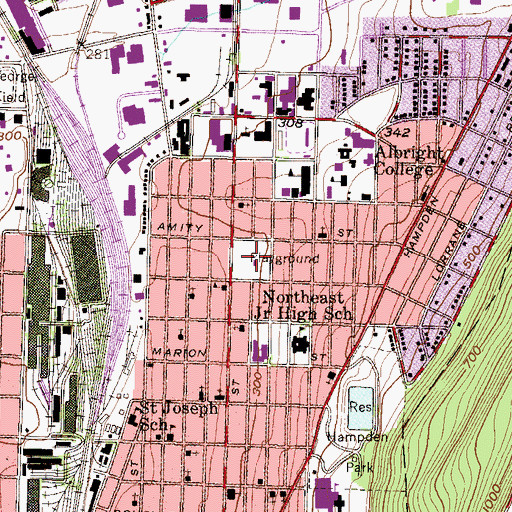 Topographic Map of Eleventh and Pike Playground, PA