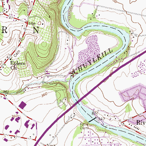 Topographic Map of Epler Boat Launch, PA