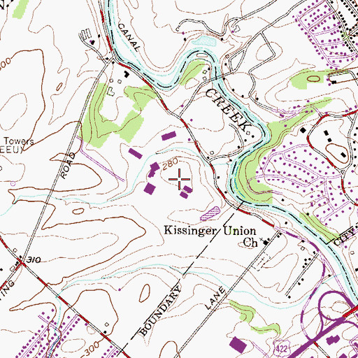 Topographic Map of Evergreen House, PA