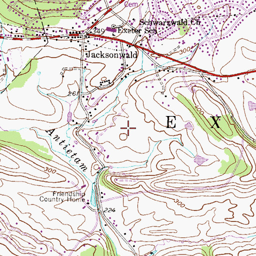 Topographic Map of Exeter Golf Club Estates, PA