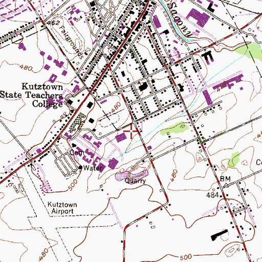 Topographic Map of Kutztown Area High School, PA