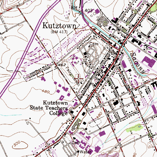 Topographic Map of Kutztown Fair Speedway, PA