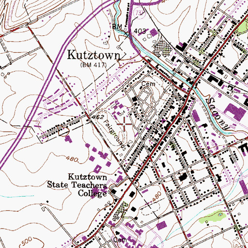 Topographic Map of Kutztown Fairgrounds, PA