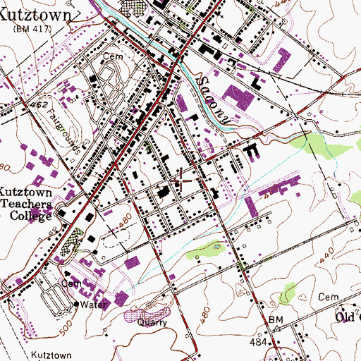 Topographic Map of Kutztown Historical Society, PA