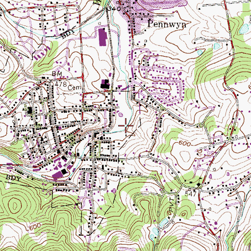 Topographic Map of Lake Valmont (historical), PA