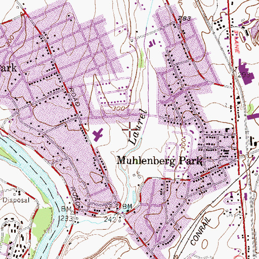 Topographic Map of Laurelain Playground, PA