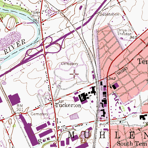 Topographic Map of Laureldale Cemetery, PA