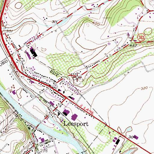 Topographic Map of Leesport Cemetery, PA