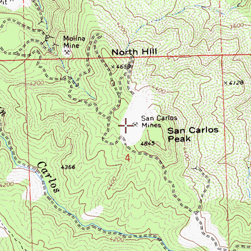 Topographic Map of San Carlos Mines, CA