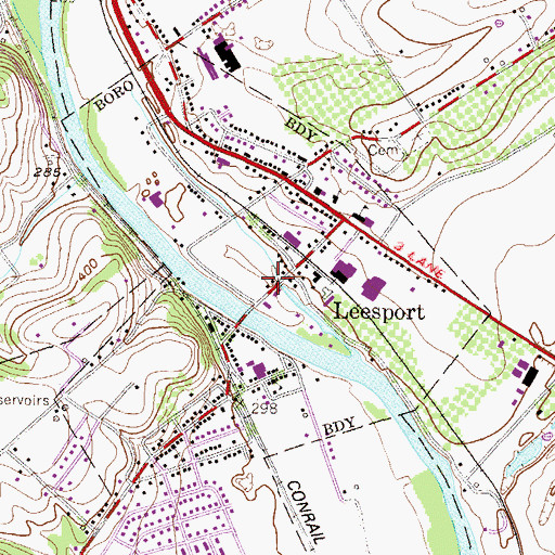 Topographic Map of Leesport Lock House, PA