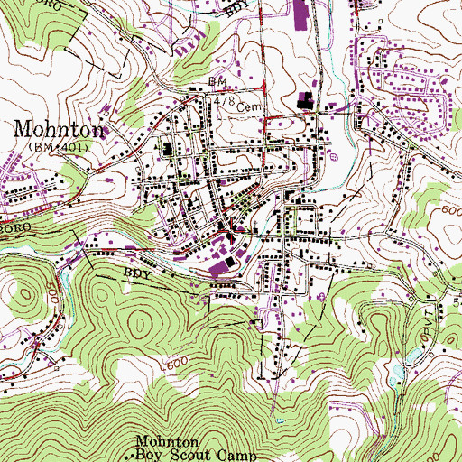 Topographic Map of Leininger Knitting Mills (historical), PA