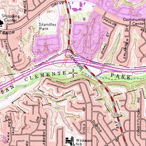 Topographic Map of San Clemente Park, CA