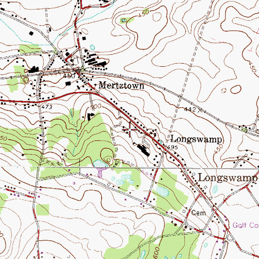 Topographic Map of Longswamp Township Office, PA