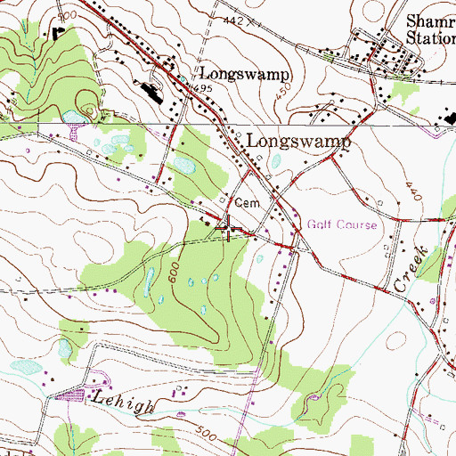 Topographic Map of Longswamp United Church of Christ, PA