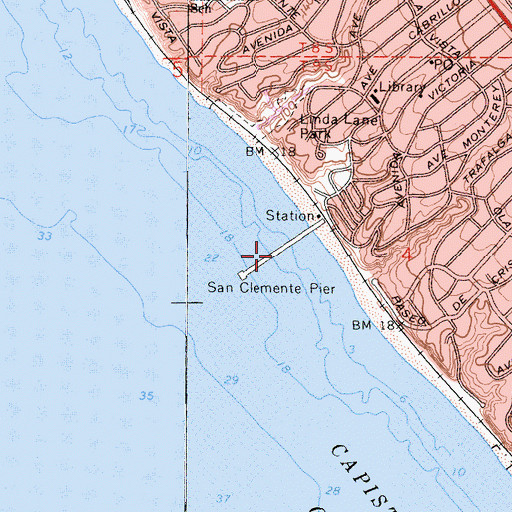 Topographic Map of San Clemente Pier, CA