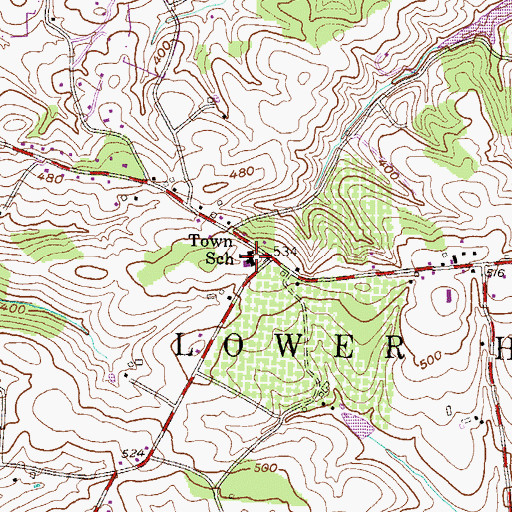Topographic Map of Lower Heidelberg Elementary School, PA