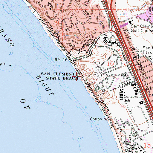 Topographic Map of San Clemente State Beach, CA
