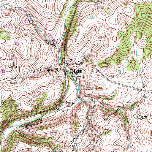 Topographic Map of Elkins Post Office (historical), KY