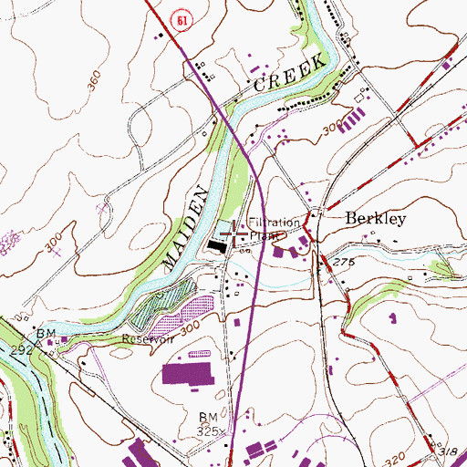 Topographic Map of Maidencreek Filter Plant, PA