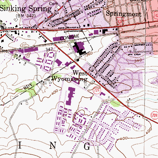 Topographic Map of ManorCare Health Services-Sinking Spring, PA