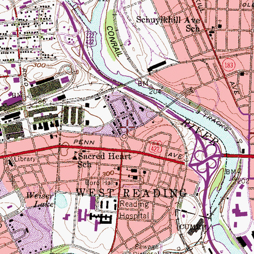 Topographic Map of ManorCare Health Services-West Reading North, PA
