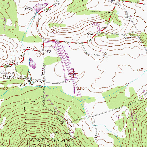 Topographic Map of Maple Grove Raceway, PA