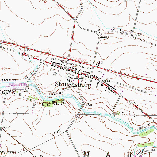 Topographic Map of Marion Township Park, PA