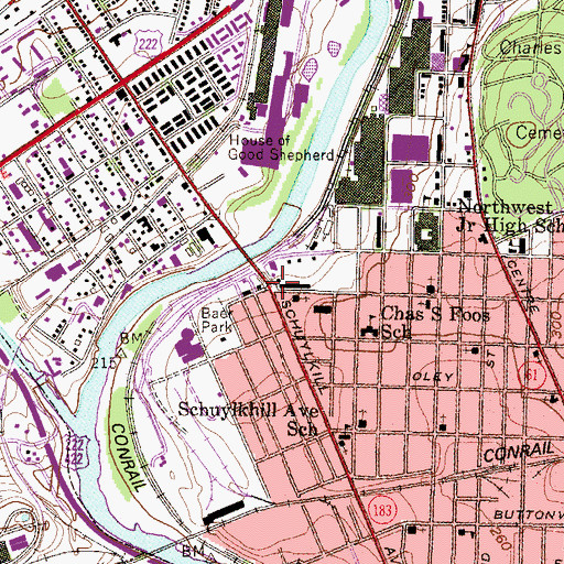 Topographic Map of Northwest Branch Library, PA