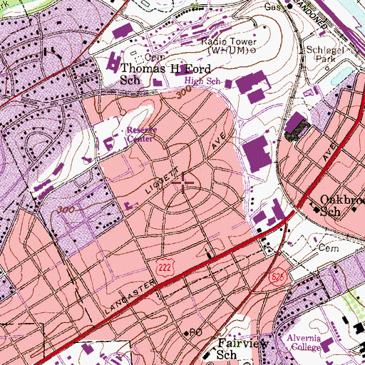 Topographic Map of Oakbrook Housing Park, PA