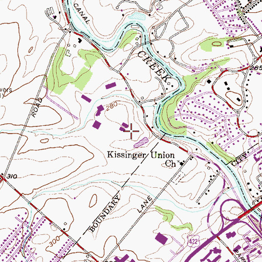 Topographic Map of Oakmoss Hall, PA