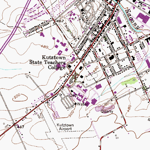 Topographic Map of Old Main, PA