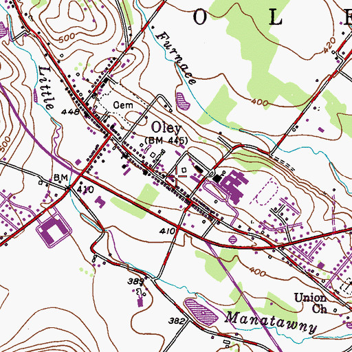 Topographic Map of Oley Fire Company Station 5, PA