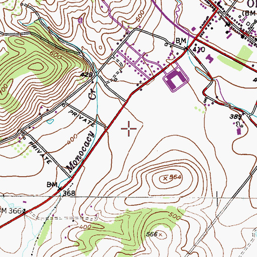Topographic Map of Oley Valley Middle School, PA