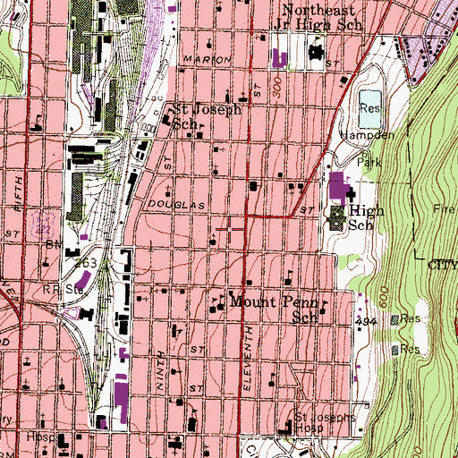 Topographic Map of Olivets Boys Club, PA