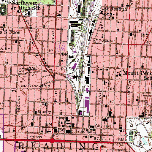 Topographic Map of Outer Station (historical), PA