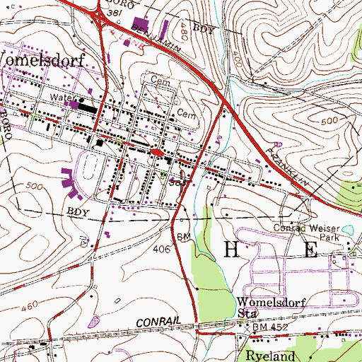 Topographic Map of Park Court Apartments, PA