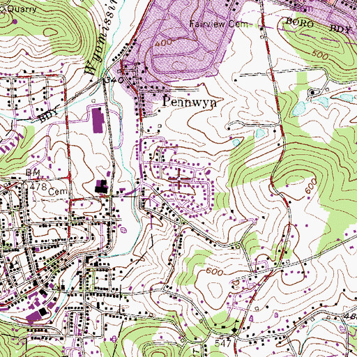Topographic Map of Park Manor, PA