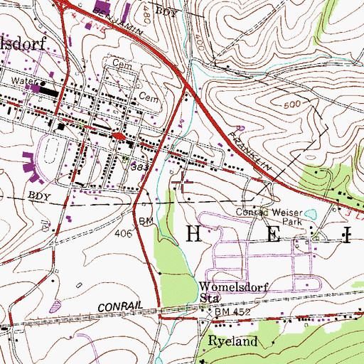 Topographic Map of Park Place Townhouses, PA