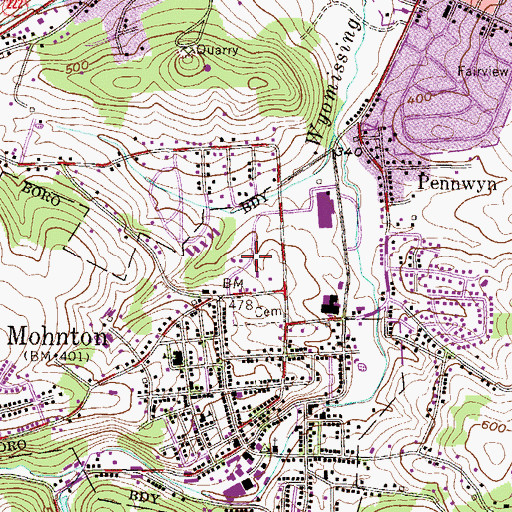 Topographic Map of Park Terrace East, PA