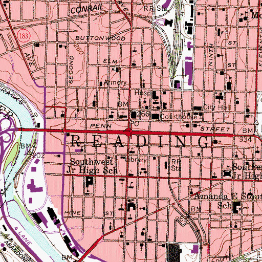 Topographic Map of Penn Square, PA