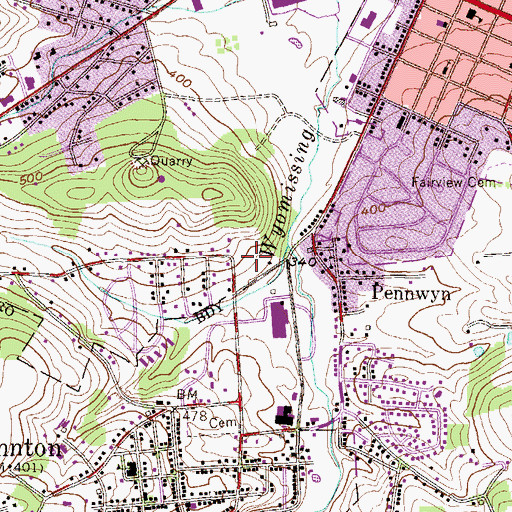 Topographic Map of Pennwyn Motor Association, PA