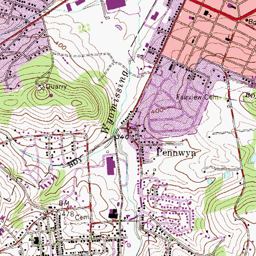 Topographic Map of Pennwyn Playground, PA