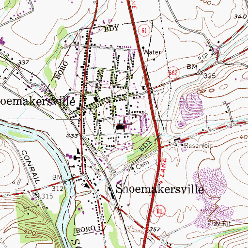Topographic Map of Perry Elementary School, PA