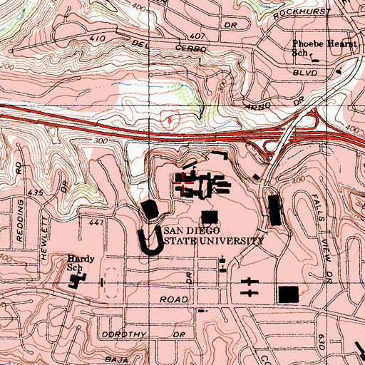 Topographic Map of San Diego State University, CA