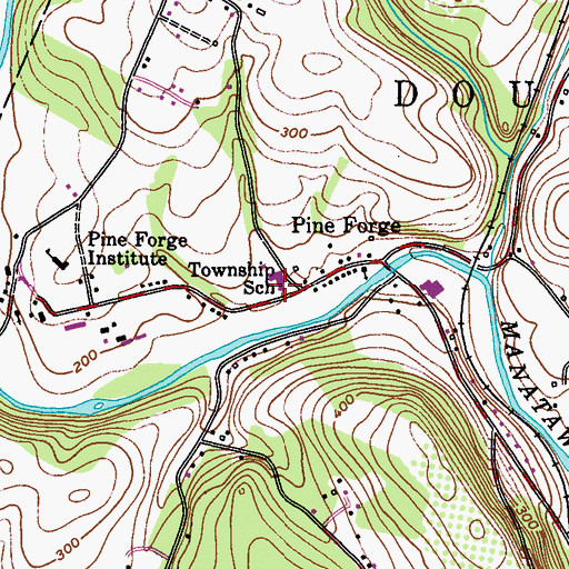 Topographic Map of Pine Forge Elementary School, PA