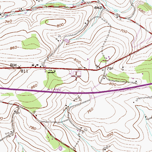 Topographic Map of Pine Hill RV Park, PA